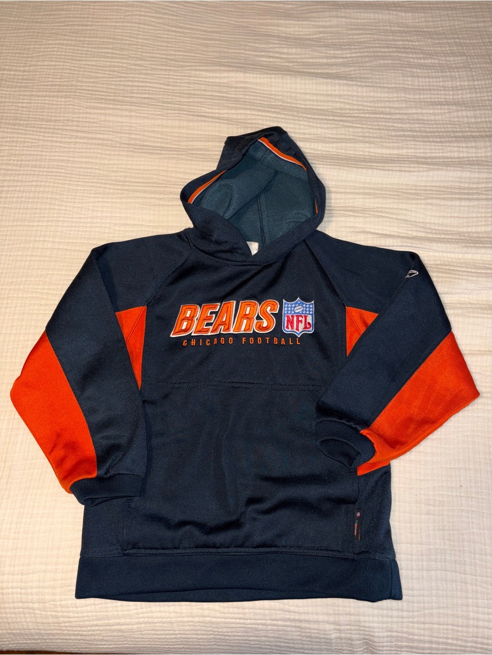 Reebok Navy and Orange Chicago Bears Crewneck Hoodie